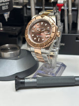 Seiko MOD - Yacht master Cadran chocolat Lunette Acier Bi ton Or rose/acier