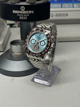 Seiko MOD - Daytona Lunette céramique marron cadran Ice blue "Platinium style" jubilé