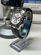 Seiko MOD - Daytona Lunette céramique cadran Blanc "PANDA" Oyster Flex arabic