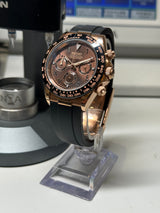 Seiko MOD - Daytona Or rose Lunette céramique cadran Chocolat chiffre arabe/indien Oyster Flex