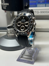 Seiko MOD - Daytona Lunette céramique cadran Noir « reverse Panda » Oyster Flex arabic