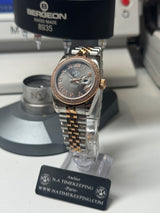 Lady Classic Date / N.A / bi-ton 31 mm lunette sertie Zirconium cadran noir ROMAIN