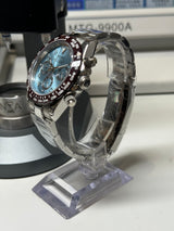 Seiko MOD - Daytona Lunette céramique marron cadran Ice blue "Platinium style" dial Arabic