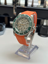 Seiko MOD - Skeletton Concept Lunette verte Trotteuse ORANGE