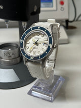 Seiko MOD - Type BLANCPAIN fifty Fathoms Lunette luminescente CADRAN blanc givré