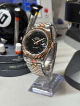 Seiko MOD - Datejust 36/40mm Acier/OR ROSE Cadran Full black EMAILLE