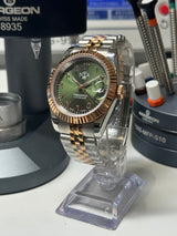 Seiko MOD - N.A Classic Date 36/40mm Acier Cadran Arabic VERT OLIVE / BI-TON Or rose/Acier