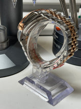 Seiko MOD - N.A Classic Date 36/40mm Acier lunette Zircon Cadran Arabic WHITE SILVER / BI-TON Or rose/Acier