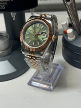 Seiko MOD - N.A Classic Date 36/40mm Acier Cadran VERT OLIVE / BI-TON or rose/acier