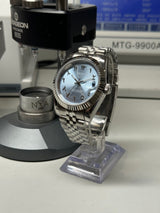 Seiko MOD - Datejust Cannelé 40mm Acier Arabic DIAL ICE BLUE