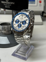 Seiko MOD - Speed Master noir Moon watch Acier Chronograph Meca-Q Bleu Snoopy