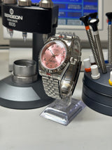 Seiko MOD - Datejust 36/40mm Acier Arabic DIAL ROSE POUDRE