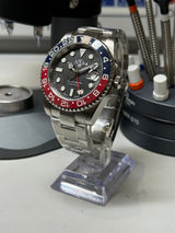 Seiko MOD - N.A Classic GMT cadran Carbon PIECE UNIQUE - Black Carbon Pepsi