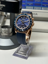 Seiko MOD - Daytona Or rose Lunette céramique cadran bleu Oyster Flex