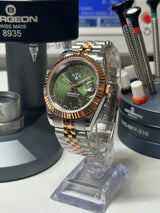 Seiko MOD - N.A Classic Date 36/40mm Acier Cadran Arabic VERT OLIVE / BI-TON Or rose/Acier