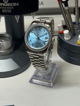 Seiko MOD - N.A Classic Date 36/40mm Acier lunette Zircon Cadran Arabic ICE BLUE