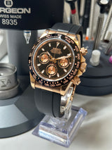 Seiko MOD - Daytona Or rose Lunette céramique cadran bleu Oyster Flex