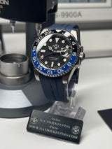 Seiko MOD - N.A Classic GMT Céramique Noir/Bleu "BATMAN" rubber bleu ardillon