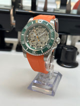 Seiko MOD - Skeletton Concept Lunette verte Trotteuse ORANGE