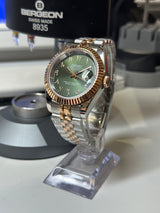 Seiko MOD - Datejust 36/40mm Acier/OR ROSE Arabic Dial VERT OLIVE