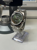 Seiko MOD - Datejust 36/40mm Acier Arabic DIAL VERT OLIVE lunette lisse