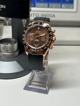 Seiko MOD - Daytona Or rose Lunette céramique cadran Chocolat chiffre arabe/indien Oyster Flex