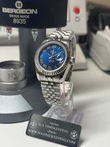 Lady Classic Date / N.A / 31 mm lunette cannelée cadran Romain Bleu océan