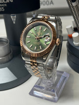 Seiko MOD - N.A Classic Date 36/40mm Acier Cadran VERT OLIVE / BI-TON or rose/acier