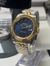 Seiko MOD - Datejust 36/40mm Acierjaune Cadran arabic Dial Bleu Océan
