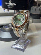 Seiko MOD - Datejust 36/40mm Acier/OR ROSE Arabic Dial VERT OLIVE