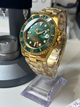 Seiko MOD - OR JAUNE Céramique Verte "GOLD HULK"