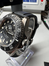 Seiko MOD - N.A Classic Diver - BOITIER TITAN cadran BLACK CARBON Piece unique