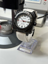 Seiko MOD - Square DIVER 42.5mm PVD NOIR Manufacture Cadran Blanc "STORMTROOPER"
