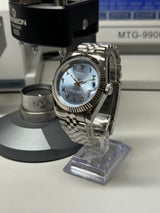 Seiko MOD - Datejust Cannelé 40mm Acier Arabic DIAL ICE BLUE