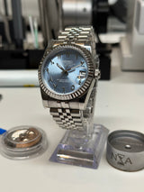 Seiko MOD - Datejust Cannelé 36/40mm Acier Arabic DIAL ICE BLUE