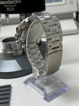 Seiko MOD - Speed Master noir Moon watch Acier Chronograph Meca-Q