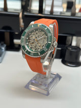 Seiko MOD - Skeletton Concept Lunette verte Trotteuse ORANGE