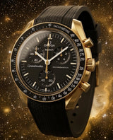 OMEGA X SWATCH / MOONSWATCH CUSTOM - "MOONGOLD" Pièce Unique boitier V2 plaquage or, aiguille OR jaune
