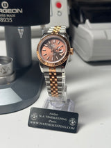 Lady Classic Date / N.A / bi-ton 31 mm cannelée cadran chocolat