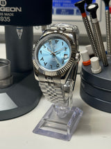 Seiko MOD - N.A Classic Date 36/40mm Acier Cadran Arabic ICE BLUE