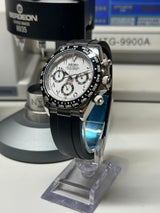 Seiko MOD - Daytona Lunette céramique cadran Blanc "PANDA" Oyster Flex arabic