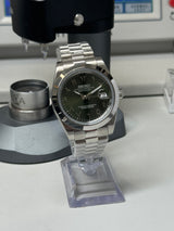Seiko MOD - Datejust 36/40mm Acier Arabic DIAL VERT OLIVE lunette lisse bracelet president