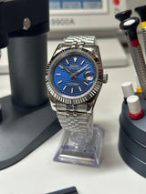 Seiko MOD - Datejust 36/40mm Acier Cadran Cannelé Nie d'abeilles BLEU