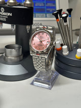 Seiko MOD - Datejust 36/40mm Acier Arabic DIAL ROSE POUDRE