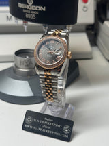 Lady Classic Date / N.A / bi-ton 31 mm lunette sertie Zirconium cadran noir ROMAIN