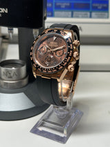 Seiko MOD - Daytona Or rose Lunette céramique cadran Chocolat chiffre arabe/indien Oyster Flex