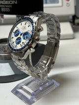 Seiko MOD - Speed Master noir Moon watch Acier Chronograph Meca-Q Bleu Snoopy
