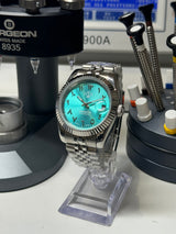 Seiko MOD - Datejust 36/40mm Acier Arabic DIAL BLEU TIFFANY soleillé