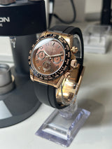 Seiko MOD - Daytona Or rose Lunette céramique cadran Chocolat chiffre arabe Oyster Flex