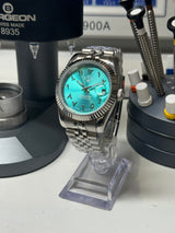 Seiko MOD - Datejust 36/40mm Acier Arabic DIAL BLEU TIFFANY soleillé